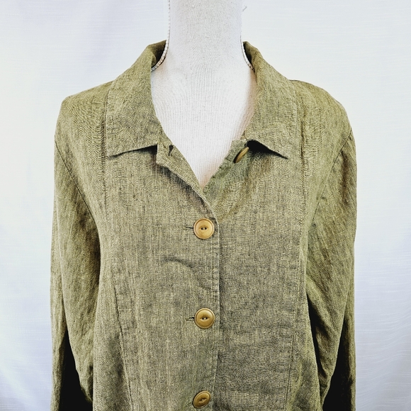Flax Linen Button Jacket size Medium - Picture 2 of 7